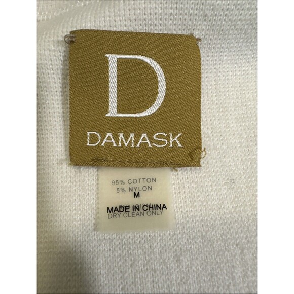 Damask Black/Cream Double Zipper Long Cardigan Front Pockets Size Medium M - Picture 11 of 12